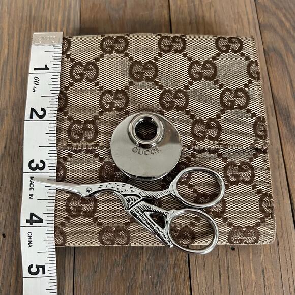 Gucci Eclipse GG Signature Logo Print Canvas & Leather Trifold Wallet Brown - Picture 16 of 16